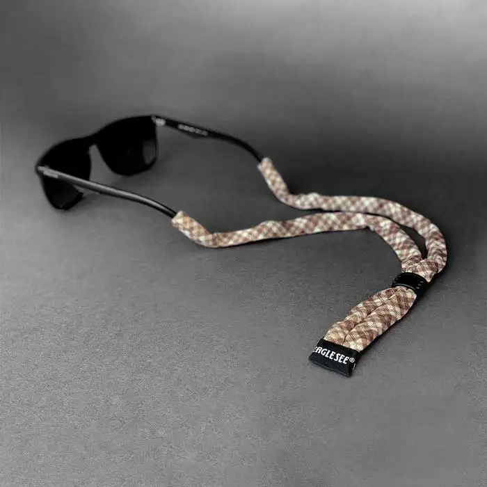 بند عینک مدل تارتان قهوه‌ای